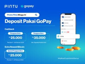 Promo GoPay x Pintu: Cashback GoPay hingga Rp35.000 dan Bitcoin Rp25.000