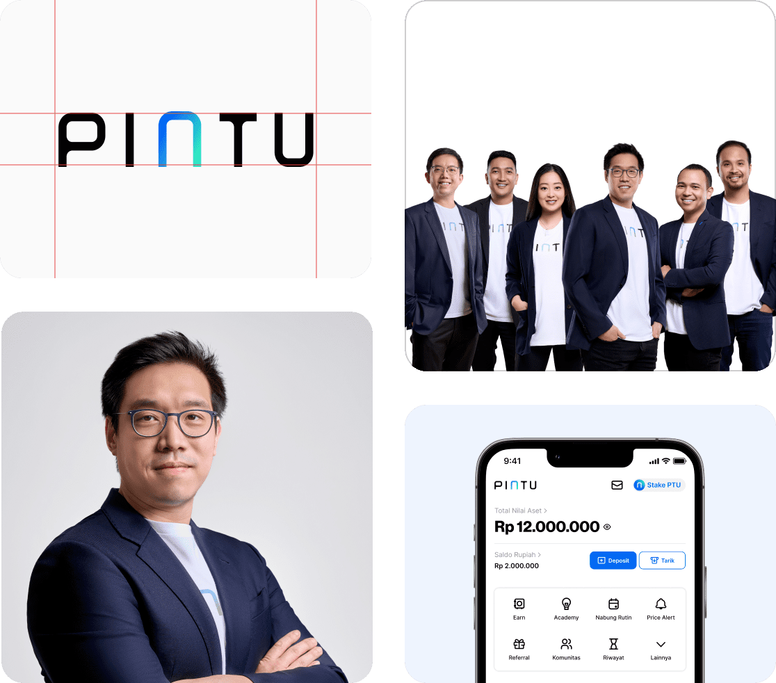 Logo, CEO, team and Pintu app images