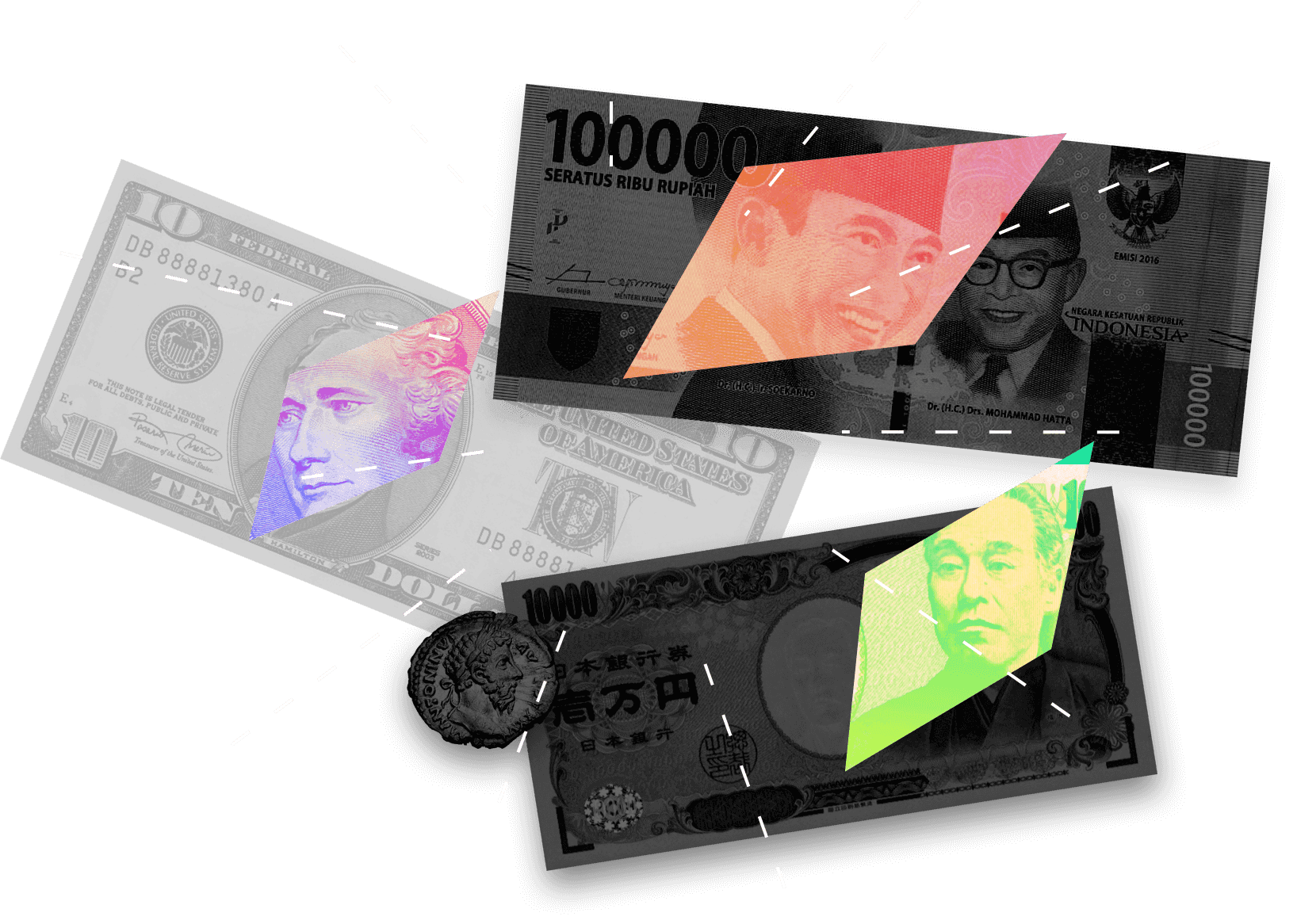 Money variation dollar rupiah