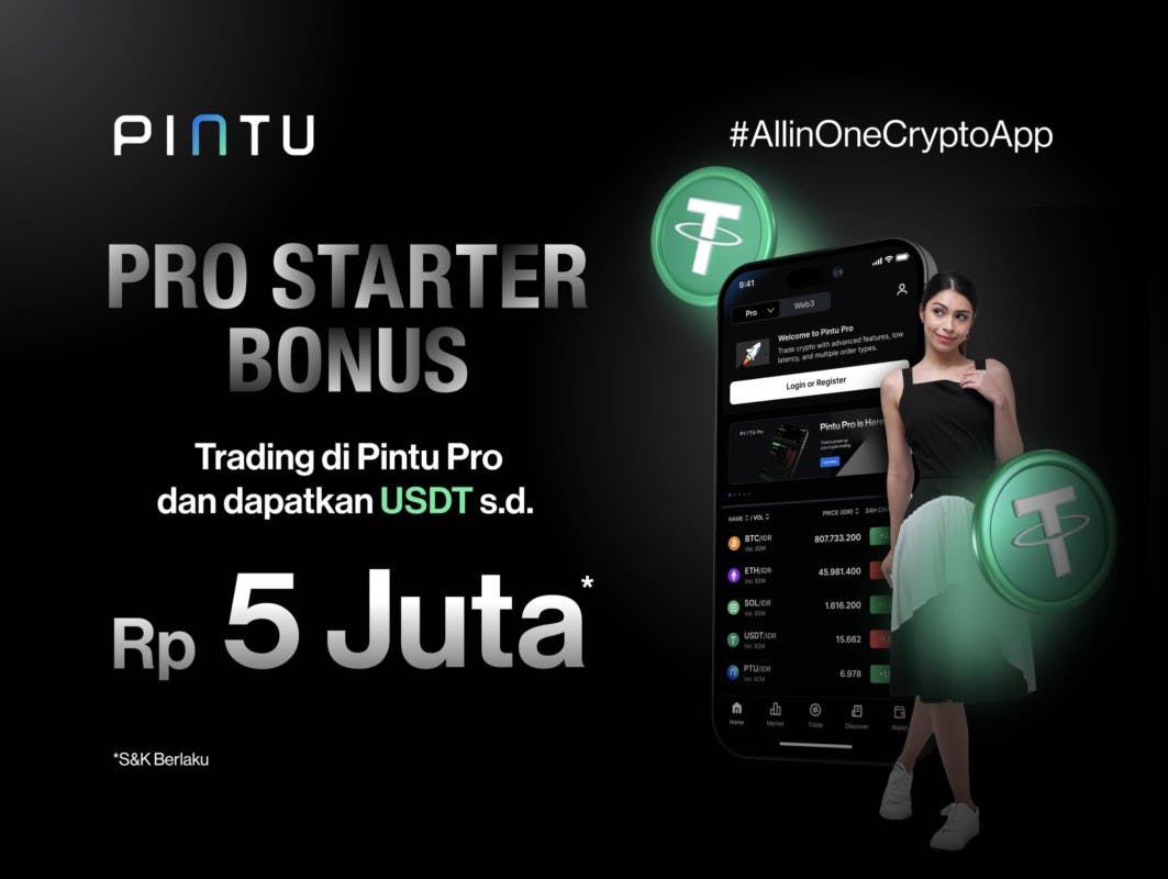 Gambar Trading Crypto di Pintu Pro, Dapatkan Reward USDT up to Rp5.000.000!