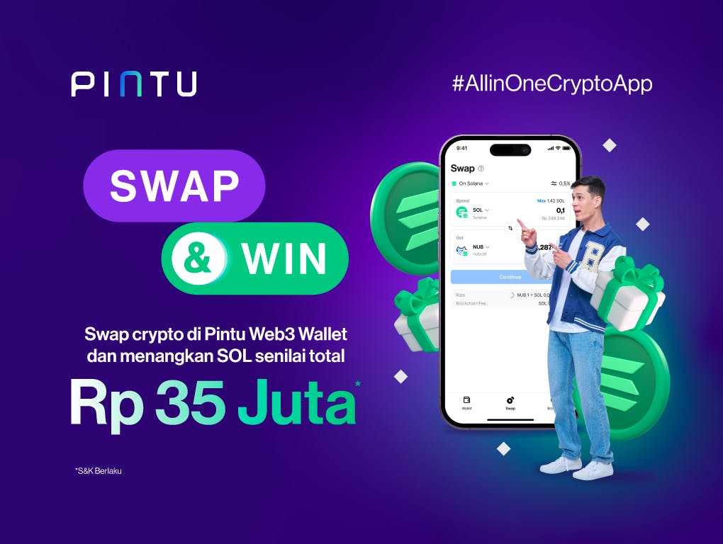 Gambar Promo Web3 Wallet September 2024: Swap Crypto di Pintu Web3, Menangkan Total Hadiah Rp35 Juta!