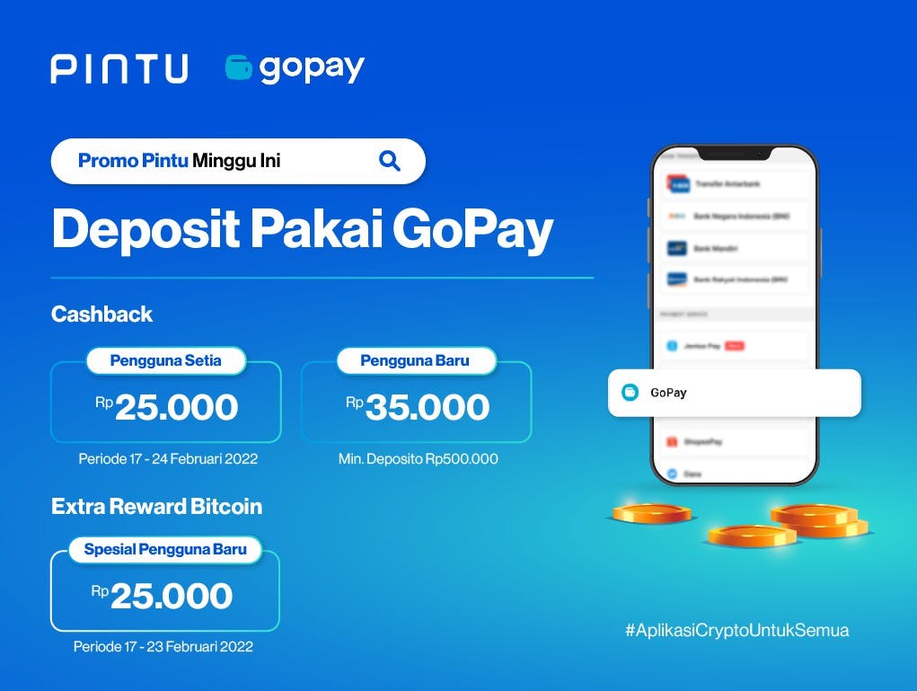 Gambar Promo GoPay x Pintu: Cashback GoPay hingga Rp35.000 dan Bitcoin Rp25.000