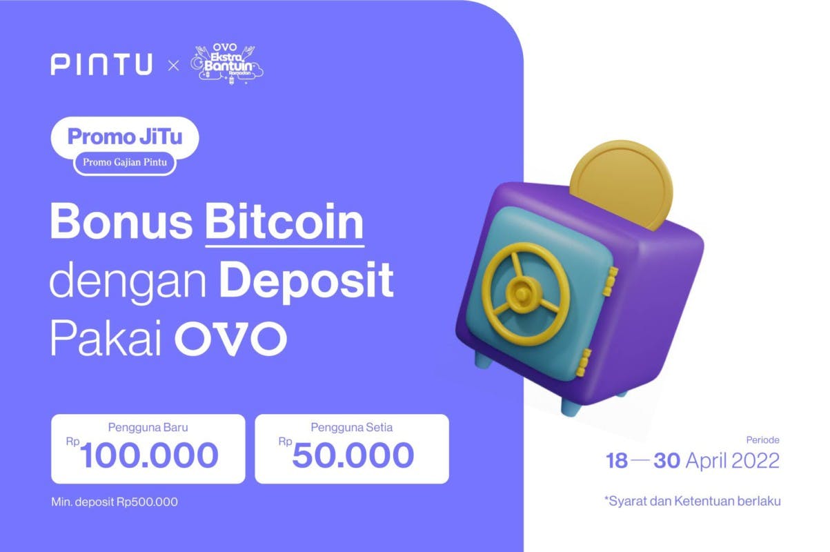 Gambar Promo OVO x Pintu April 2022: Gratis Bitcoin Hingga Rp100.000