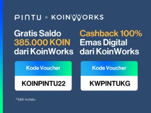 KoinWorks x Pintu: Dapatkan Saldo 385.000 Koin Gratis dan Cashback 100% Emas Digital