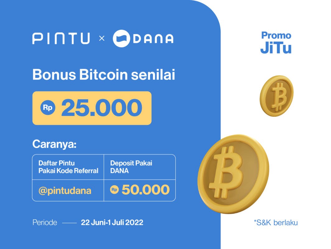 Gambar Promo DANA x Pintu Juni 2022: Dapatkan Gratis Bitcoin Rp25.000
