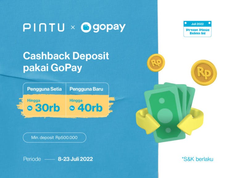Promo Pintu x GoPay Juli 2022: Dapatkan Cashback GoPay hingga Rp40.000
