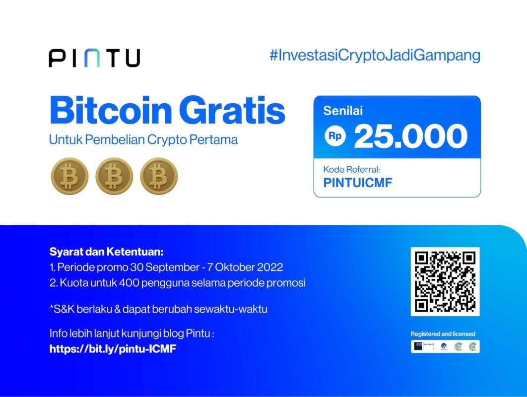 Gambar ICMF x Pintu: Dapatkan Gratis Bitcoin Rp25.000!