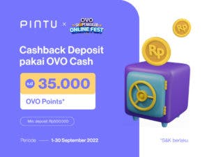 Promo OVO x Pintu September 2022: Cashback OVO Points hingga Rp35.000