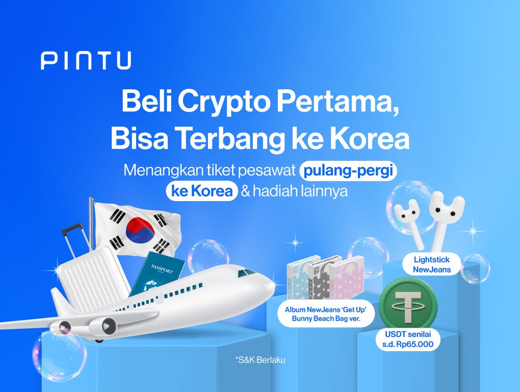 Gambar Beli Crypto Pertama, Dapatkan Tiket Pesawat PP ke Korea dan Merchandise K-Pop! [KUOTA HABIS]