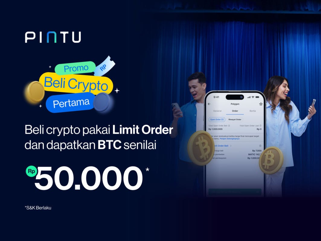 Gambar Beli Crypto Pertama Pakai Limit Order, Dapatkan Hadiah BTC Hingga Rp50.000!